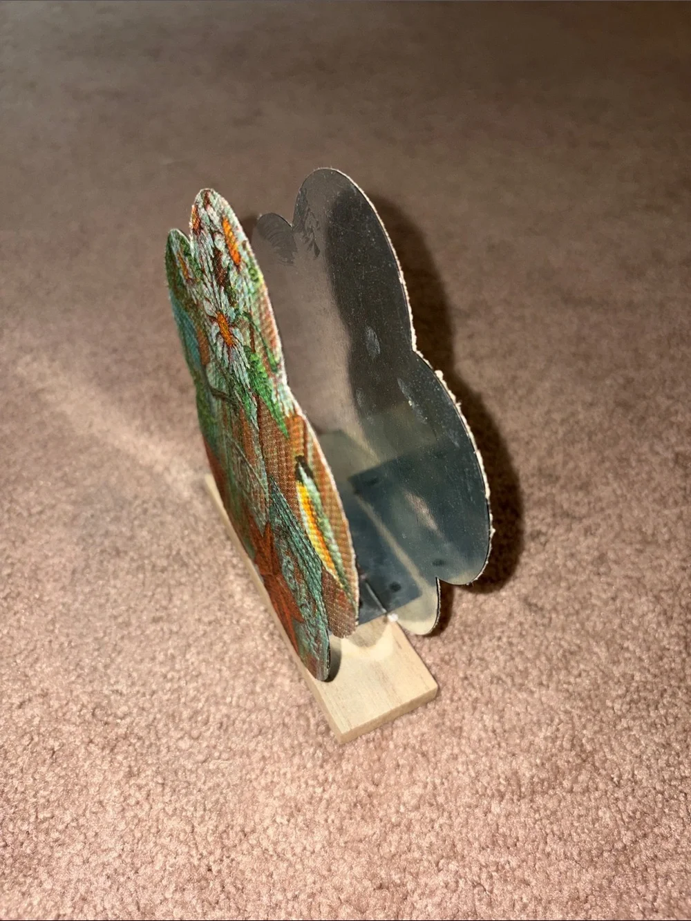 Wooden Daisy & Bird Decorative Shelf Accent - Rustic Home Napkin Holder